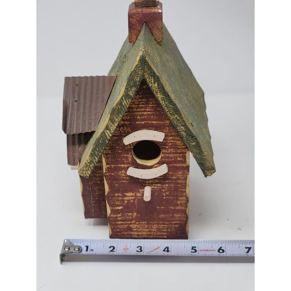 Vintage Home Interiors Wood Birdhouse On‎ A Stand Green And Brown - Picture 11 of 11